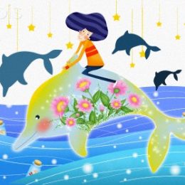 A Teenage Boy Rinding on a Dolphin