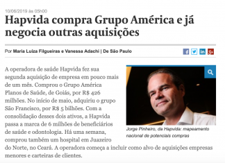 Hapvida compra Grupo América e já negocia outras aquisições, informa Valor